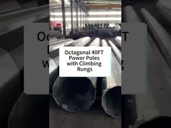 Octagonal 40FT Power Poles with Climbing Rungs