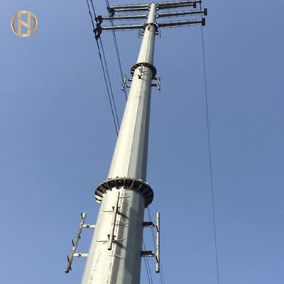 خرید 132KV 138KV Metal Power Pole  32 Meter Galvanised Power Pole 12 Side online manufacture