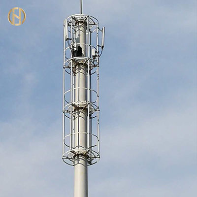 خرید Tubular Telecommunication Tower 36M 4 Sections Slip Joint Galvanized Surface online manufacture