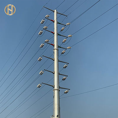 خرید 33KV 18m Steel Utility Pole  Steel Power Poles With Insulator And Conductor online manufacture