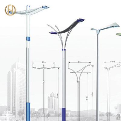 خرید 8M Octagonal Shape Street Light Pole Q345B Double Arm Steel Pole online manufacture