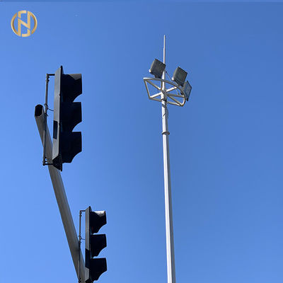 خرید Airport High Mast Pole With LED Flood Lighting System 35M 40M Octadecagon Shape online manufacture
