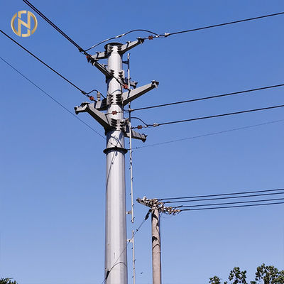 خرید 19M 3000daN 60FT Tubular Tapered Steel Pole Monopole Tower For Transmission Line online manufacture