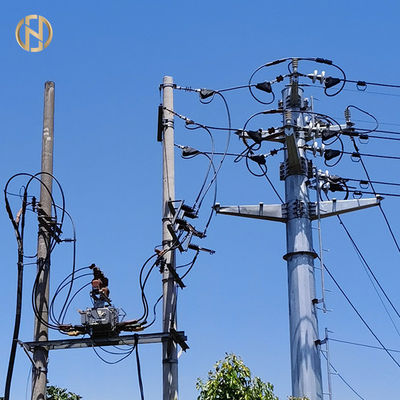 خرید 99.9% Zinc 15KV Overhead Line Pole EN10046 75um Well Finished Galvanization online manufacture