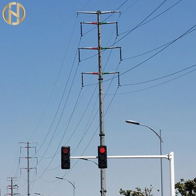 خرید Polygonal Shape Traffic Light Pole  6M X 12M Signal Light Pole With Arm online manufacture
