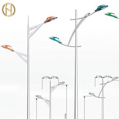 خرید 3m Round Galvanised Steel Posts Twin Arms Highway Light Pole online manufacture